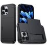 Mobigear Card Coque iPhone 16 Pro Max Coque arrière Rigide Anti-Chocs avec Porte-Cartes - Noir