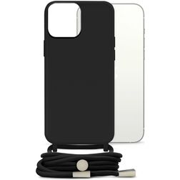 Mobilize Lanyard Gelly iPhone 13 Mini Coque avec cordon en TPU Souple - Noir