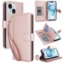 Mobigear Wallet Housse iPhone 15 Etui Porte-Monnaie - Rose doré