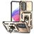Mobigear Armor Ring Cam Slide Samsung Galaxy A54 Plastique rigide Coque arrière Antichoc avec bague de maintien et cache caméra coulissant - Or