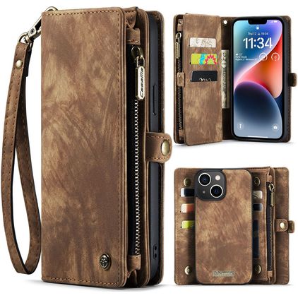 Caseme 008 Housse iPhone 14 Etui avec Coque Détachable Porte-Monnaie - Marron