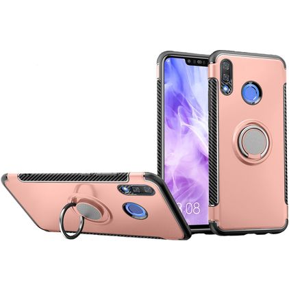 Mobigear Armor Ring Coque Huawei Nova 3 Coque arrière Rigide Anti-Chocs avec Anneau-Support - Rose doré