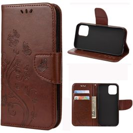 Mobigear Flowers Housse iPhone 12 Mini Etui Porte-Monnaie - Marron