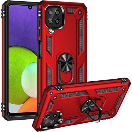 Mobigear Armor Ring Coque Samsung Galaxy A22 4G Coque arrière Rigide Anti-Chocs avec Anneau-Support - Rouge