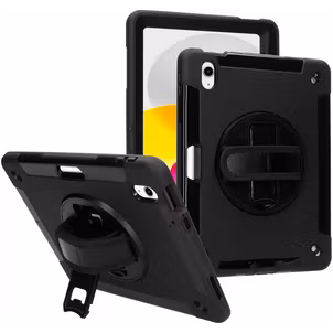 Mobiparts Armor Coque iPad 10 (2022) Coque Arrière Rigide Antichoc + Support Amovible - Noir