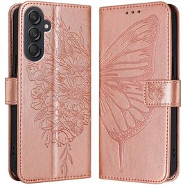 Mobigear Butterfly Housse Samsung Galaxy M55 Etui Porte-Monnaie - Rose doré