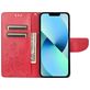 Mobigear Flowers Housse iPhone 14 Plus Etui Porte-Monnaie - Rouge