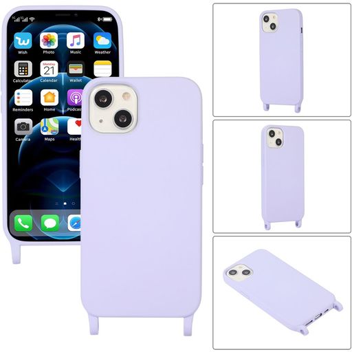 Mobigear Lanyard iPhone 14 Coque avec cordon en Silicone - Violet