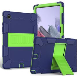 Mobigear ShieldStand Coque Samsung Galaxy Tab A8 10.5 (2021) Coque arrière en Plastique rigide,Silicone + Support Amovible - Bleu / Vert