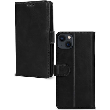 Mobilize Wallet Housse iPhone 13 Mini Etui en Cuir Véritable Porte-Monnaie - Noir