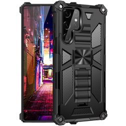 Mobigear Armor Stand Samsung Galaxy S22 Ultra Plastique rigide Coque arrière Antichoc avec béquille - Noir