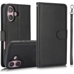 Mobigear Wallet Housse iPhone 16 Etui avec Coque Détachable Porte-Monnaie - Noir