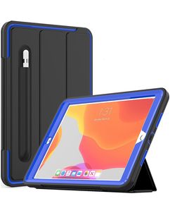 Mobigear Tri-Fold Folio Coque iPad 9 (2021) Etui en Plastique rigide,TPU + Porte-crayon - Noir / Bleu