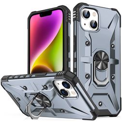 Mobigear Armor Ring Coque iPhone 14 Plus Coque arrière Rigide Anti-Chocs avec Anneau-Support - Gris