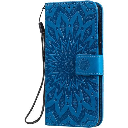 Mobigear Sunflower Housse Motorola Moto G8 Plus Etui Porte-Monnaie - Bleu