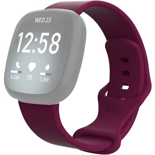 Mobigear Sport Dual Bracelet Silicone Fitbit Versa 3 Fermeture à clou et passant - Rouge