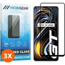 Mobigear Premium Realme GT Verre trempé Protection d'écran - Compatible Coque - Noir (Lot de 3)