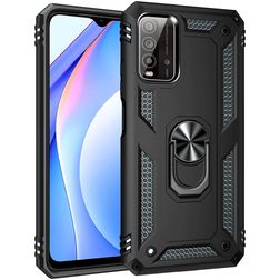 Mobigear Armor Ring Coque Xiaomi Redmi 9T Coque arrière Rigide Anti-Chocs avec Anneau-Support - Noir