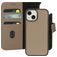 Mobiparts Housse iPhone 15 MagSafe Etui avec Coque Détachable en Cuir Véritable Porte-Monnaie - Taupe