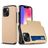 Mobigear Card Coque iPhone 15 Coque arrière Rigide Anti-Chocs avec Porte-Cartes - Or