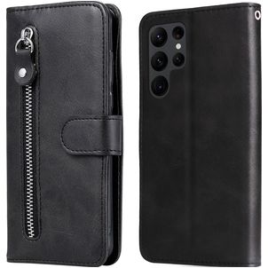 Mobigear Zipper Housse Samsung Galaxy S23 Ultra Etui Porte-Monnaie - Noir