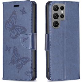 Mobigear Butterfly Housse Samsung Galaxy S24 Ultra Etui Porte-Monnaie - Bleu