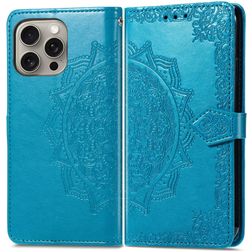 Mobigear Mandala iPhone 16 Étui Portefeuille - Bleu