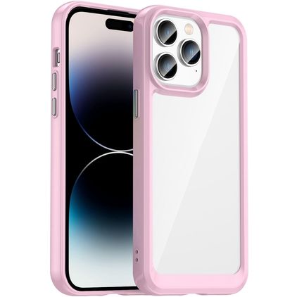 Mobigear Crystal Coque iPhone 14 Pro Max Coque arrière Rigide - Transparent / Rose