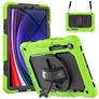 Mobigear SureGrip Xtreme Coque Samsung Galaxy Tab S9 Coque arrière en Plastique rigide,Silicone + Porte-crayon + Bandoulière + Support Amovible - Vert