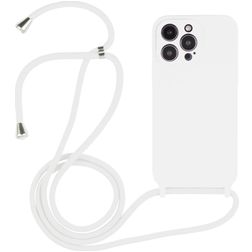 Mobigear Lanyard iPhone 14 Pro Max Coque avec cordon en Silicone - Blanc