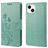 Mobigear Flowers Housse iPhone 14 Plus Etui Porte-Monnaie - Vert
