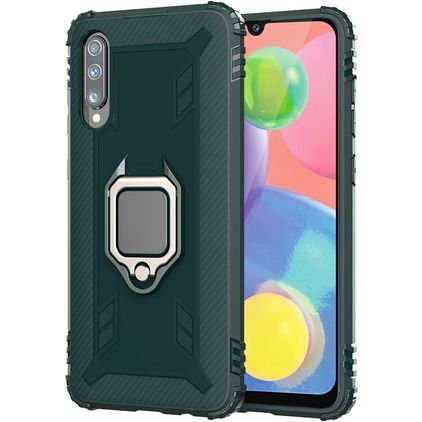 Mobigear Armor Ring Coque Wiko View 4 Lite Coque arrière Rigide Anti-Chocs avec Anneau-Support - Vert