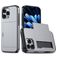 Mobigear Card iPhone 16 Pro Max Plastique rigide Coque arrière Antichoc avec porte-cartes - Gris