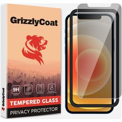 GrizzlyCoat Easy Fit AntiSpy iPhone 12 Pro Verre trempé Protection d'écran Confidentialité - Compatible Coque + Cadre d'installation