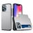 Mobigear Card Coque iPhone 13 Pro Coque arrière Rigide Anti-Chocs avec Porte-Cartes - Argent