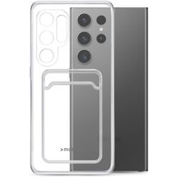 Mobilize Gelly Card Coque Transparente Samsung Galaxy S23 Ultra Coque arrière en TPU Souple avec Porte-Cartes - Transparent