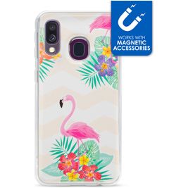 My Style Magneta Coque Samsung Galaxy A40 Coque arrière en TPU Souple - Flamingo