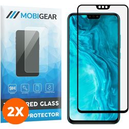 Mobigear Premium HONOR 9X Lite Verre trempé Protection d'écran - Compatible Coque - Noir (Lot de 2)