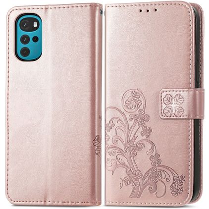 Mobigear Clover Motorola Moto G22 Étui Portefeuille - Rose doré