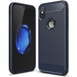 Mobigear Brushed Slim Coque iPhone XR Coque arrière en TPU Souple - Bleu Marin