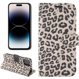 Mobigear Leopard Housse iPhone 14 Pro Max Etui Porte-Monnaie - Marron