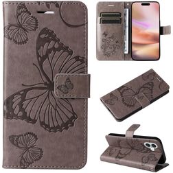 Mobigear Butterfly Housse iPhone 16 Plus Etui Porte-Monnaie - Gris