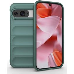 Mobigear Bumpy Coque Google Pixel 9 Pro Coque arrière en TPU Souple - Vert foncé