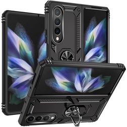Mobigear Armor Ring Coque Samsung Galaxy Z Fold 4 Coque arrière Rigide Anti-Chocs avec Anneau-Support - Noir