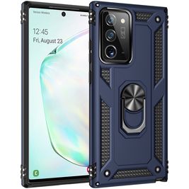 Mobigear Armor Ring Coque Samsung Galaxy Note 20 Coque arrière Rigide Anti-Chocs avec Anneau-Support - Bleu