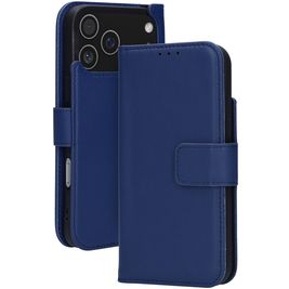Mobiparts Wallet Housse iPhone 17 Pro Max MagSafe Etui en Cuir Véritable Porte-Monnaie - Bleu
