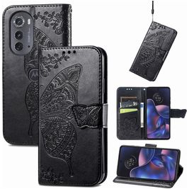 Mobigear Butterfly Housse Motorola Edge (2022) Etui Porte-Monnaie - Noir