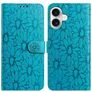Mobigear Flowers iPhone 17 Étui Portefeuille - Bleu