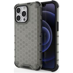 Mobigear Honeycomb Coque iPhone 14 Pro Max Coque arrière Rigide Anti-Chocs - Noir