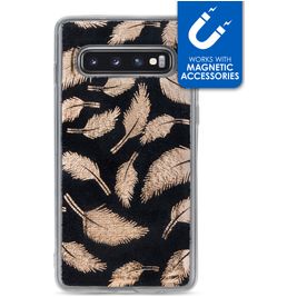 My Style Magneta Coque Samsung Galaxy S10 Coque arrière en TPU Souple - Golden Feathers